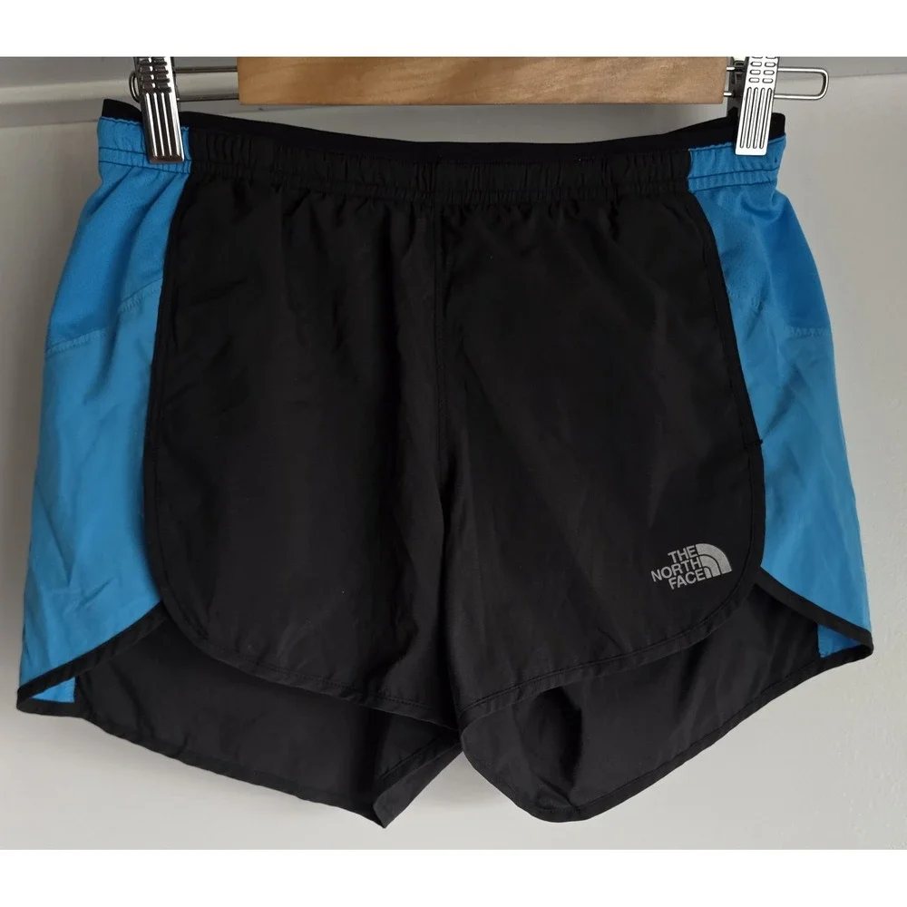 The North Face Shorts Womens XS Black Blue Colorblock Athletic Casual 4in